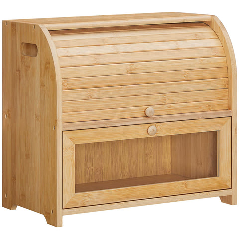 HOOBRO front view showing bamboo bread box for neat countertop storage