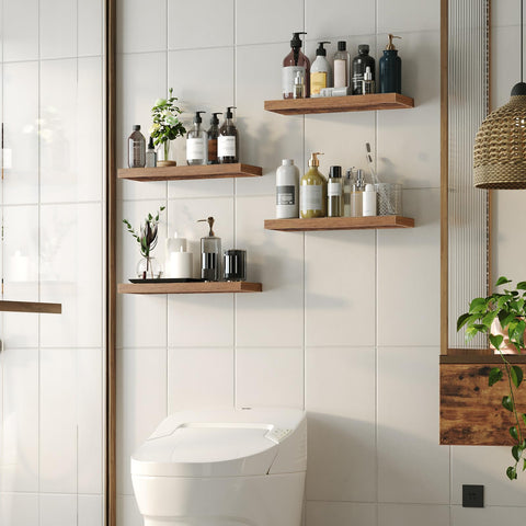 HOOBRO bathroom storage with towels and jars demonstrating compact practical storage
