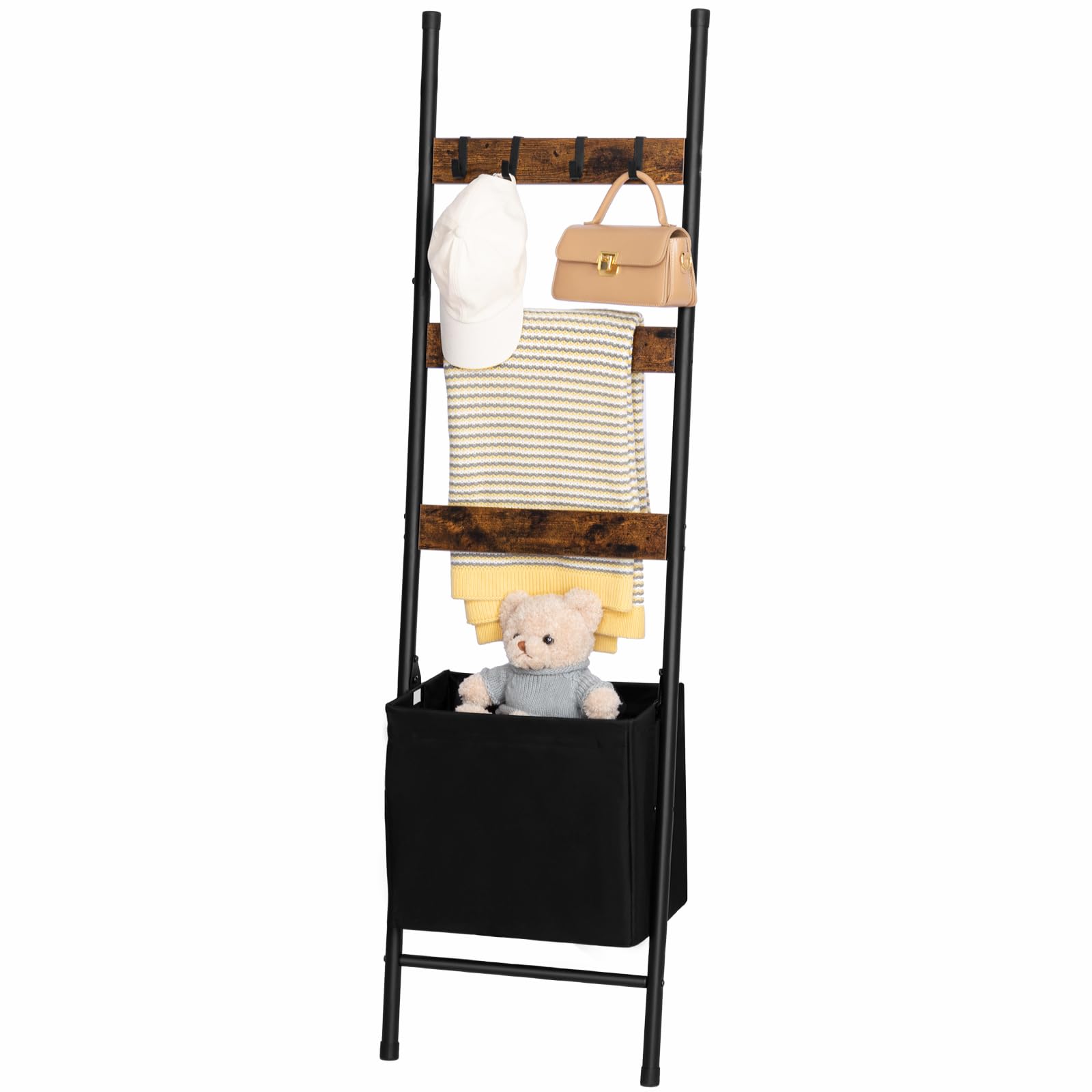 HOOBRO ladder next to chair illustrating compact 17.3 by 63.4 inch scale