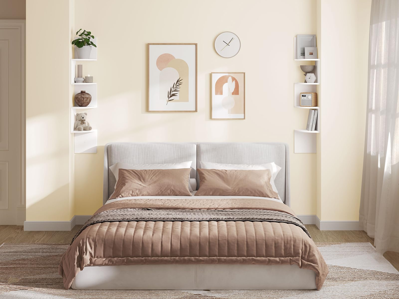 HOOBRO corner shelf close-up of zigzag design highlighting rustic charm