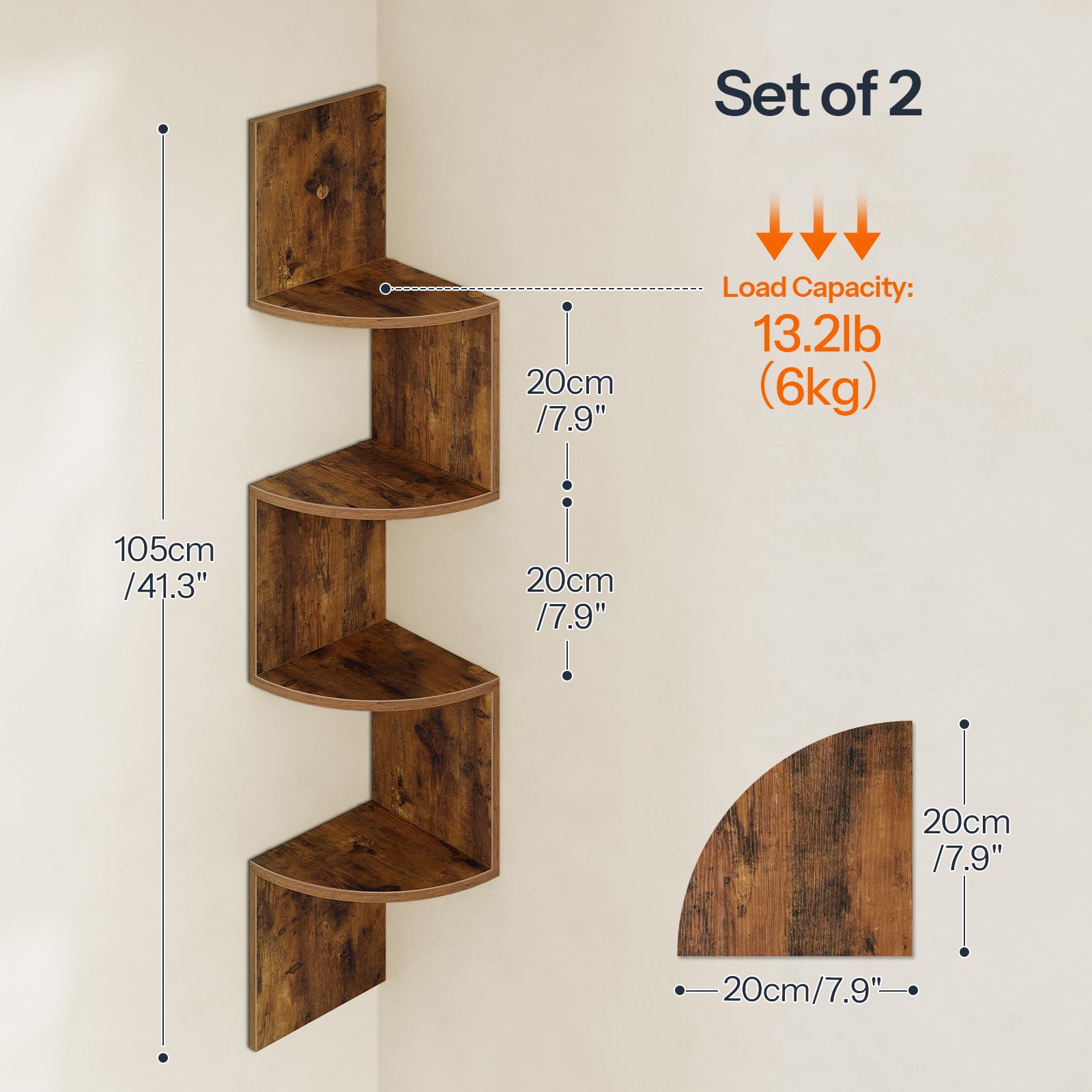 HOOBRO corner shelf in living room displaying plants and frames for stylish storage