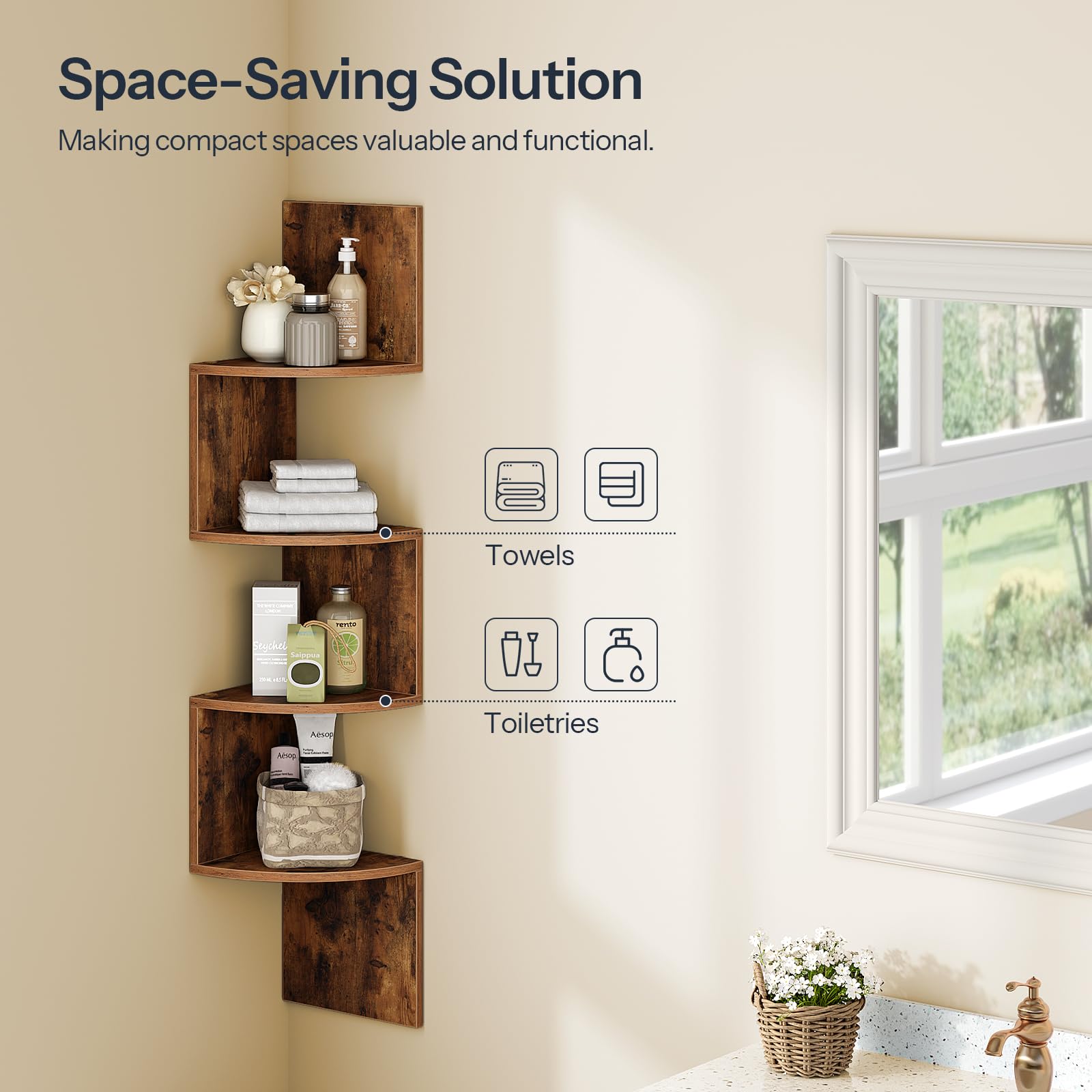 HOOBRO zigzag side profile highlighting curved shelves and retro-modern design
