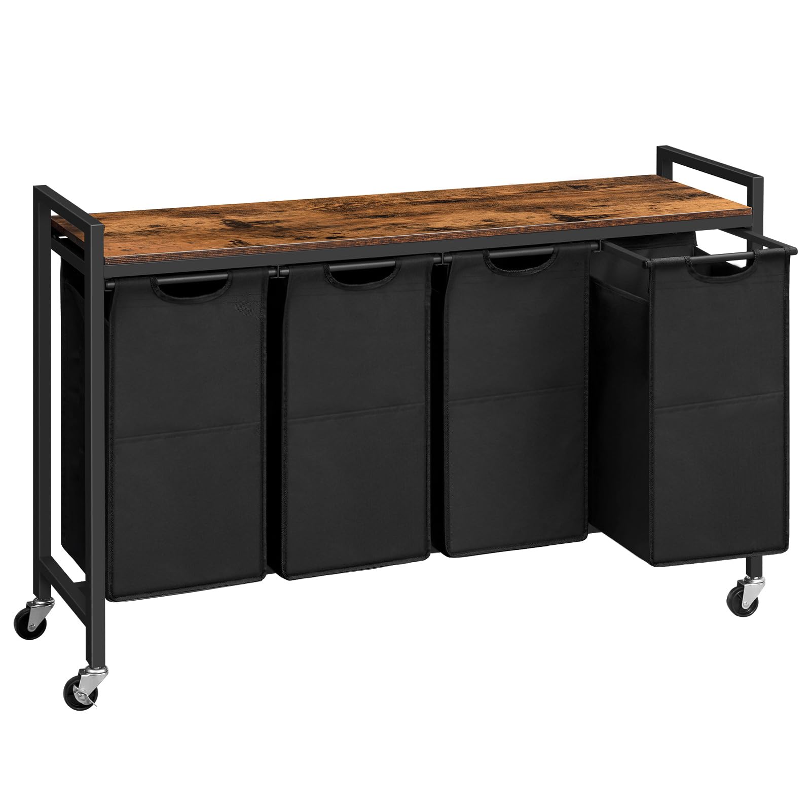 HOOBRO front view showing four compartments and organized laundry