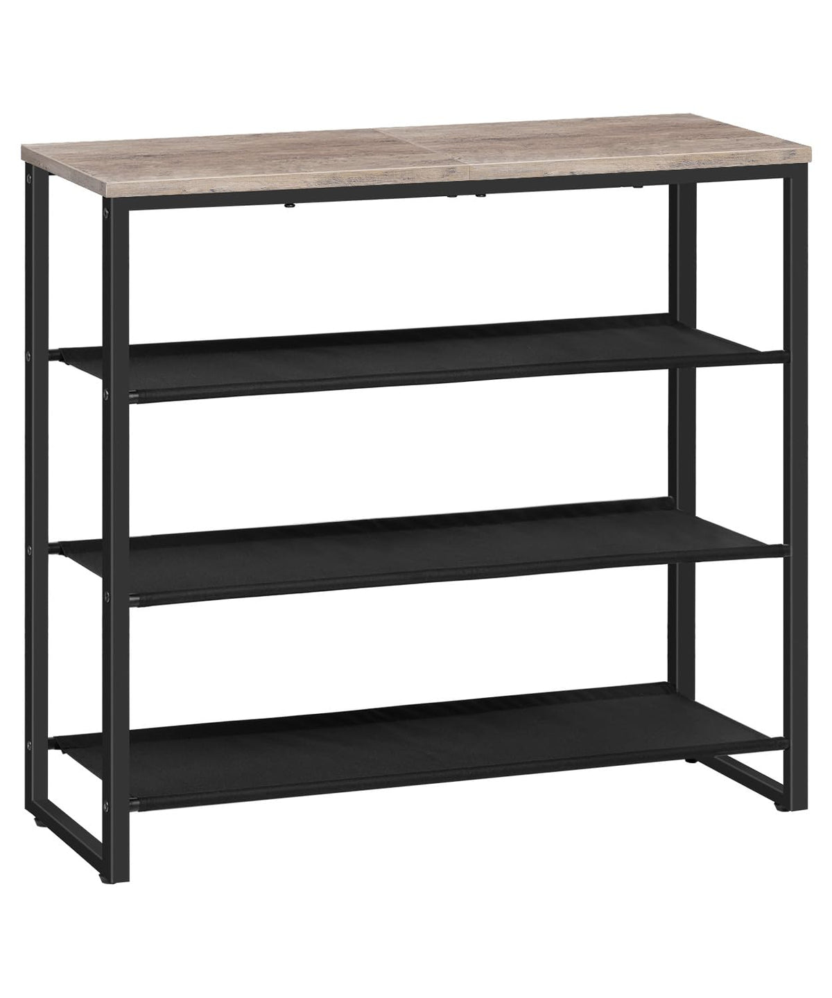 HOOBRO front view of greige shoe rack showing organized pairs benefit tidy entryway