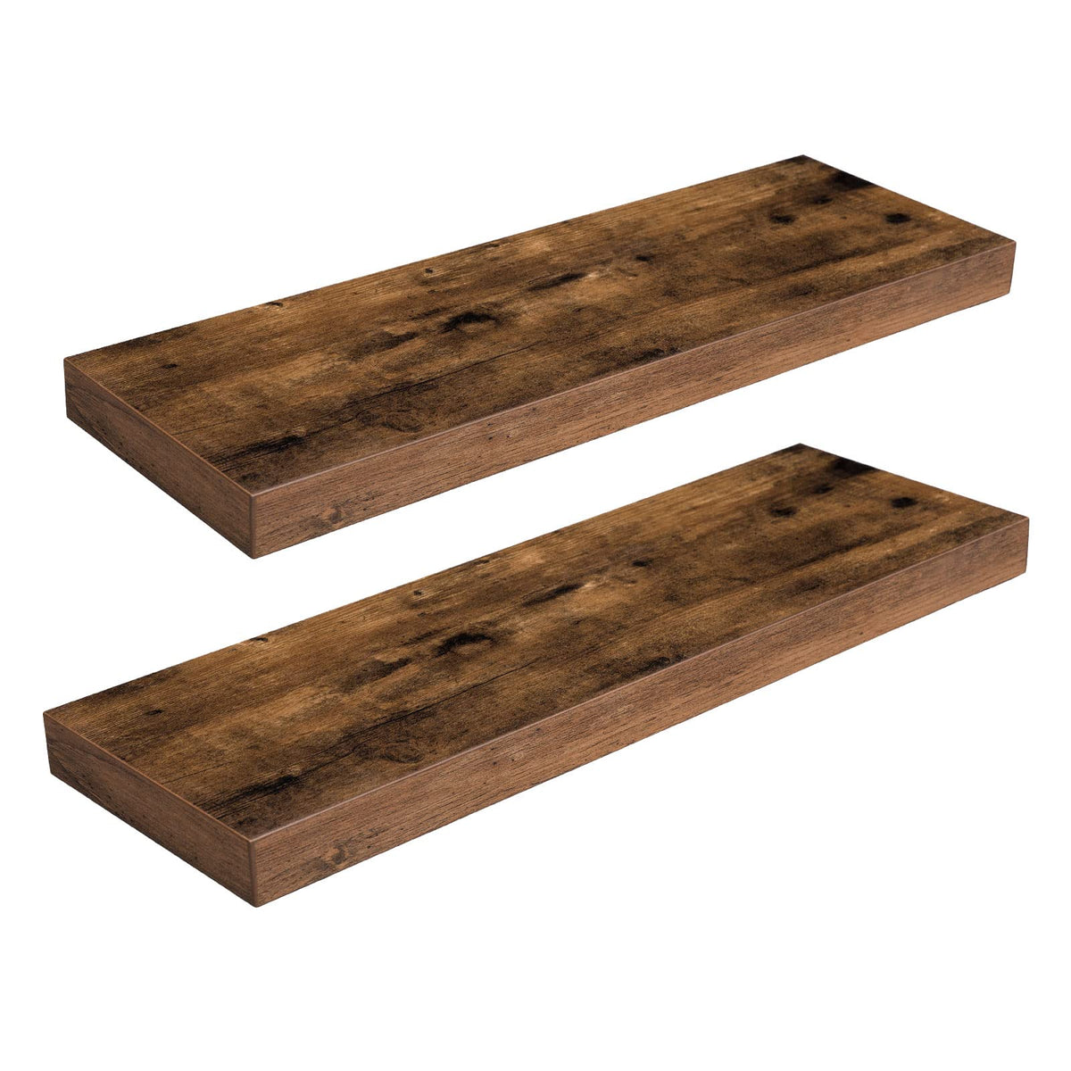 HOOBRO front view rustic brown shelves showing clean floating look and visual appeal