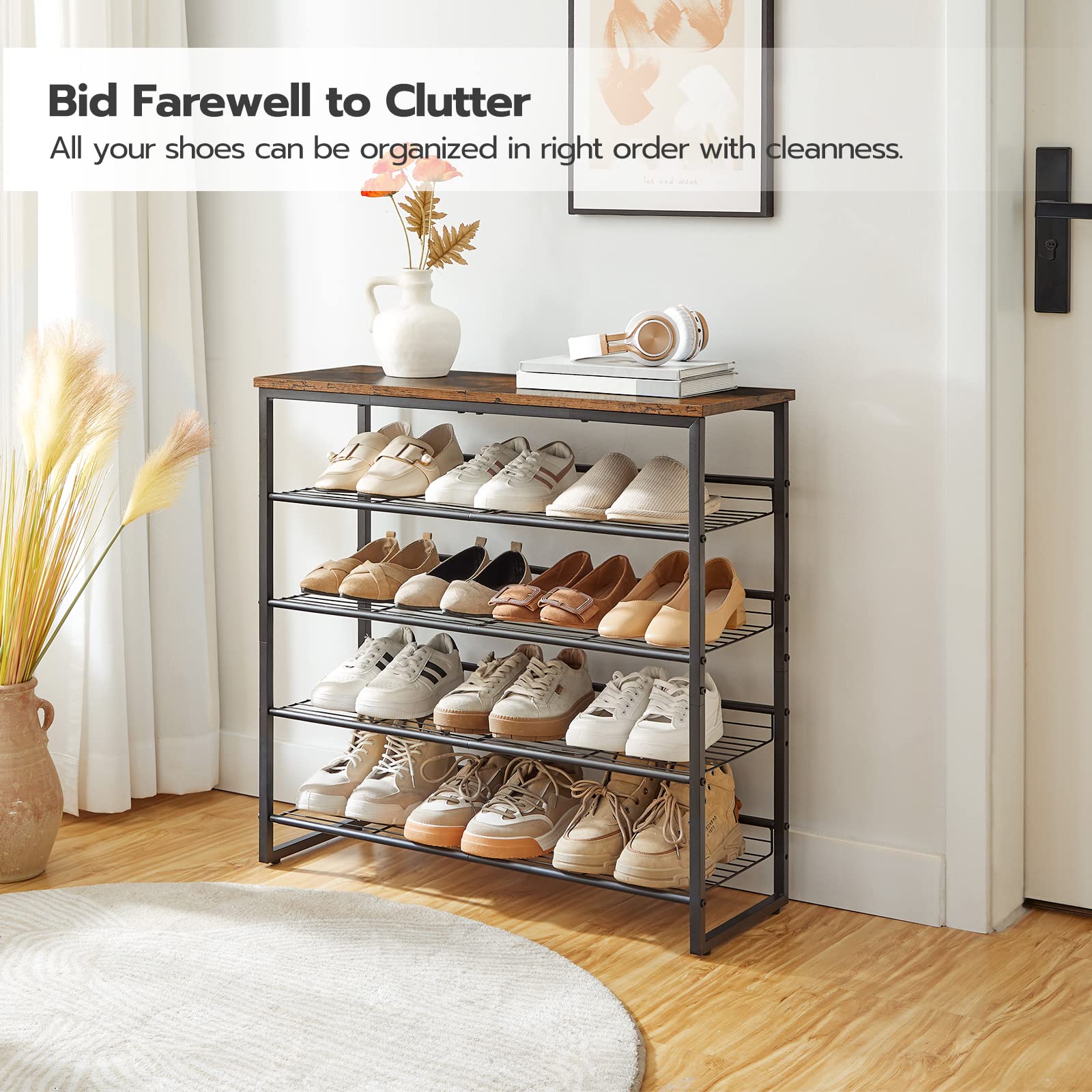 HOOBRO rack loaded with shoes showing efficient space use
