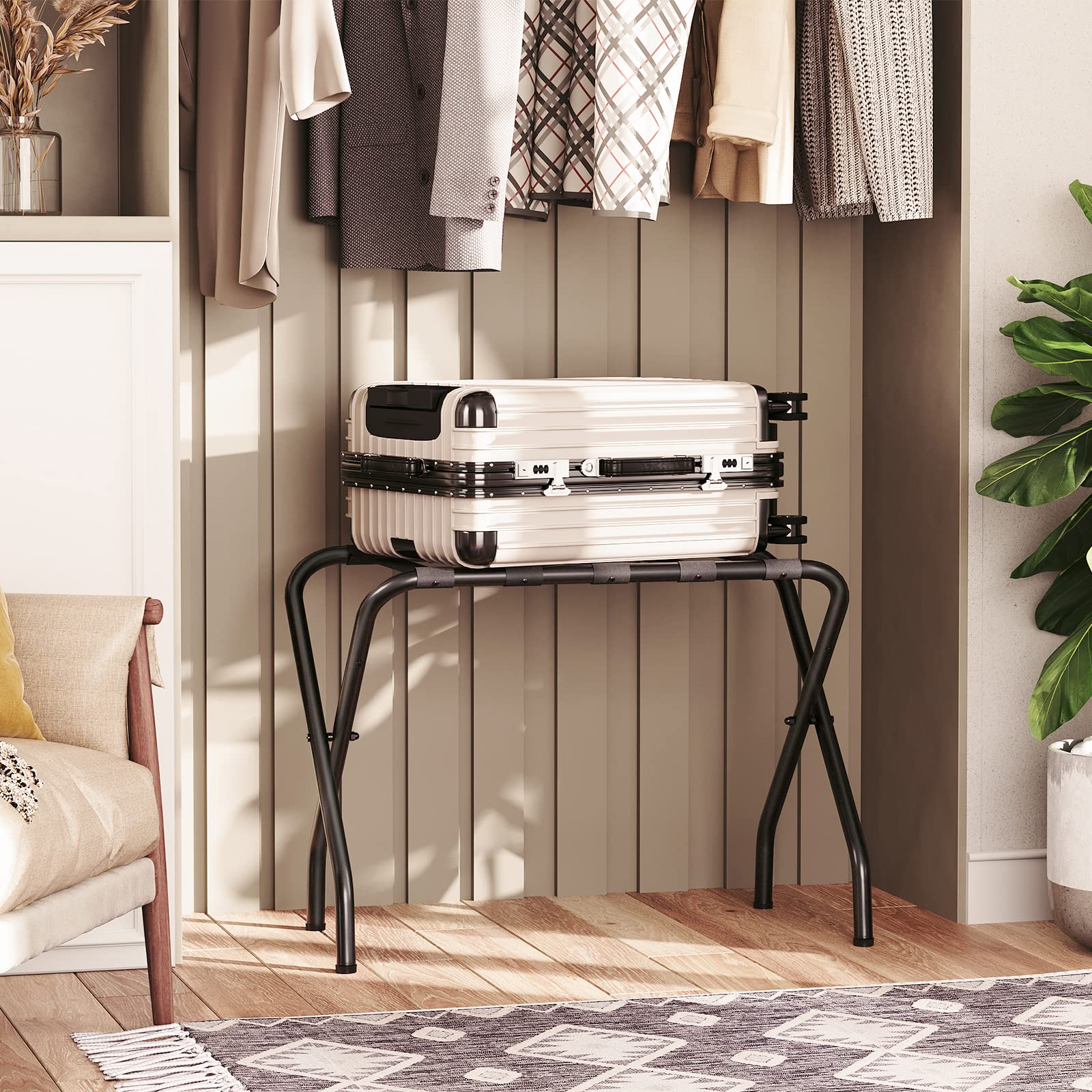 HOOBRO folded luggage rack flat for compact storage and space-saving benefit