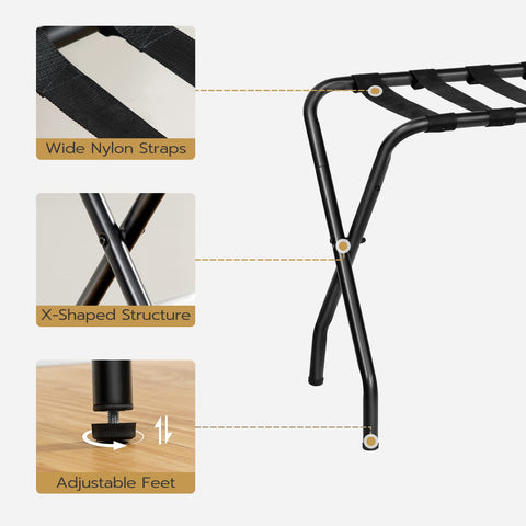 HOOBRO luggage rack placed in a guest room offering a professional look