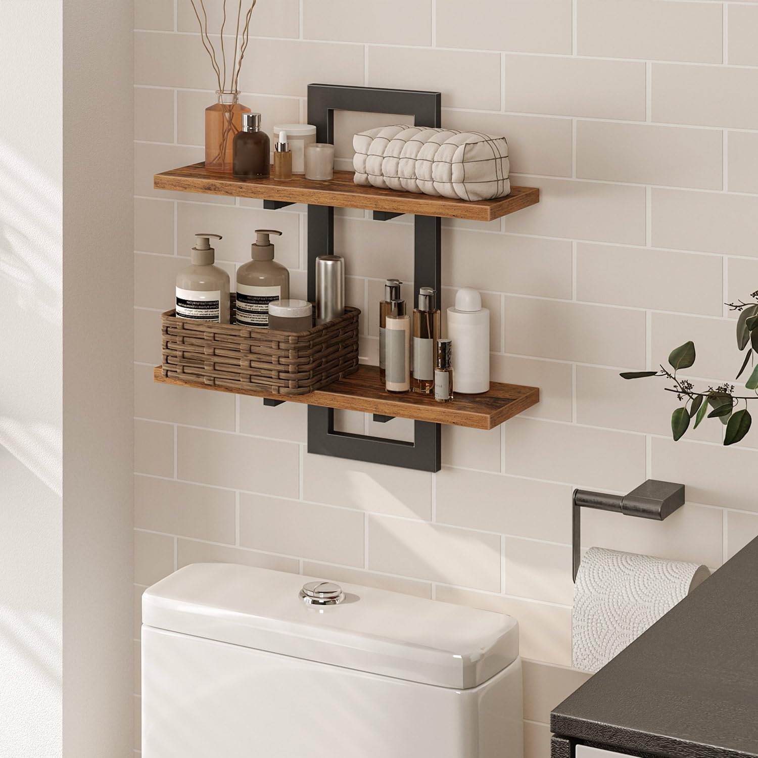 HOOBRO corner-mounted shelves illustrating flexible placement and wall use