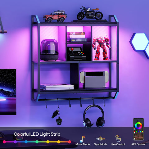 HOOBRO mounted shelf holding a console and controllers for organized storage