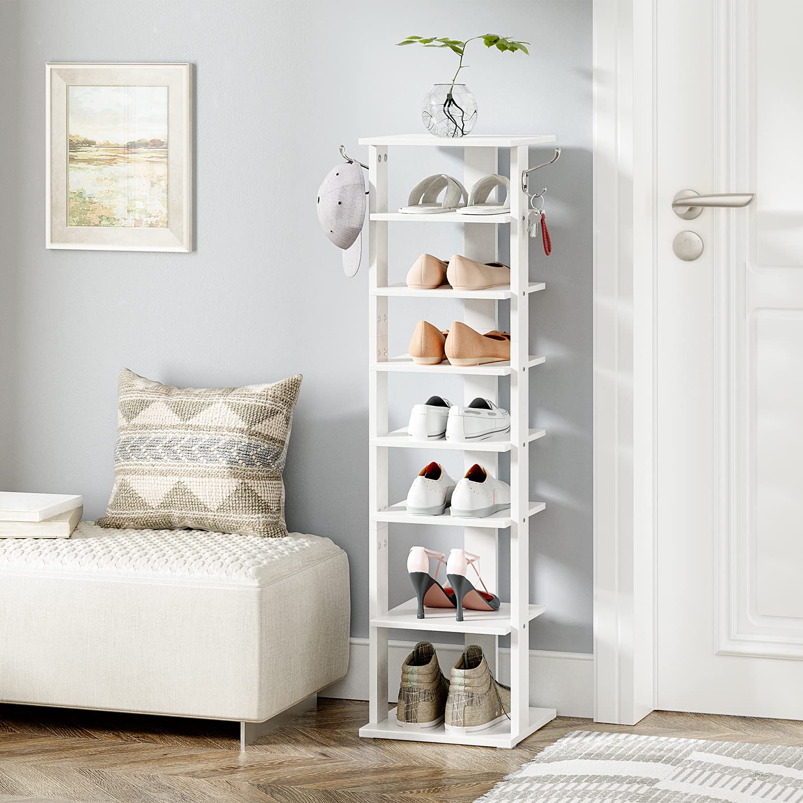 HOOBRO open shelves filled with mixed shoes demonstrating organized everyday storage