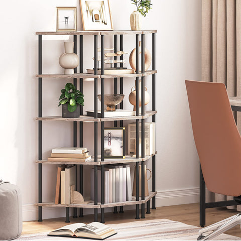 HOOBRO corner shelf holding plants to create layered greenery and saves space
