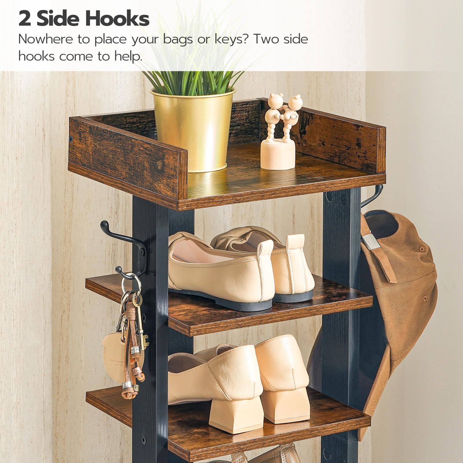 HOOBRO shoe rack staged in an entryway demonstrating space saving benefit