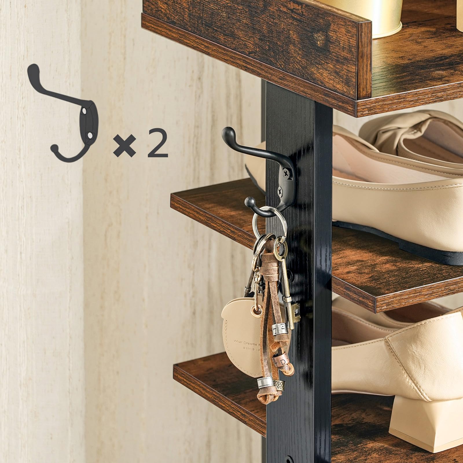 HOOBRO configured with removed shelves to store boots demonstrating versatility