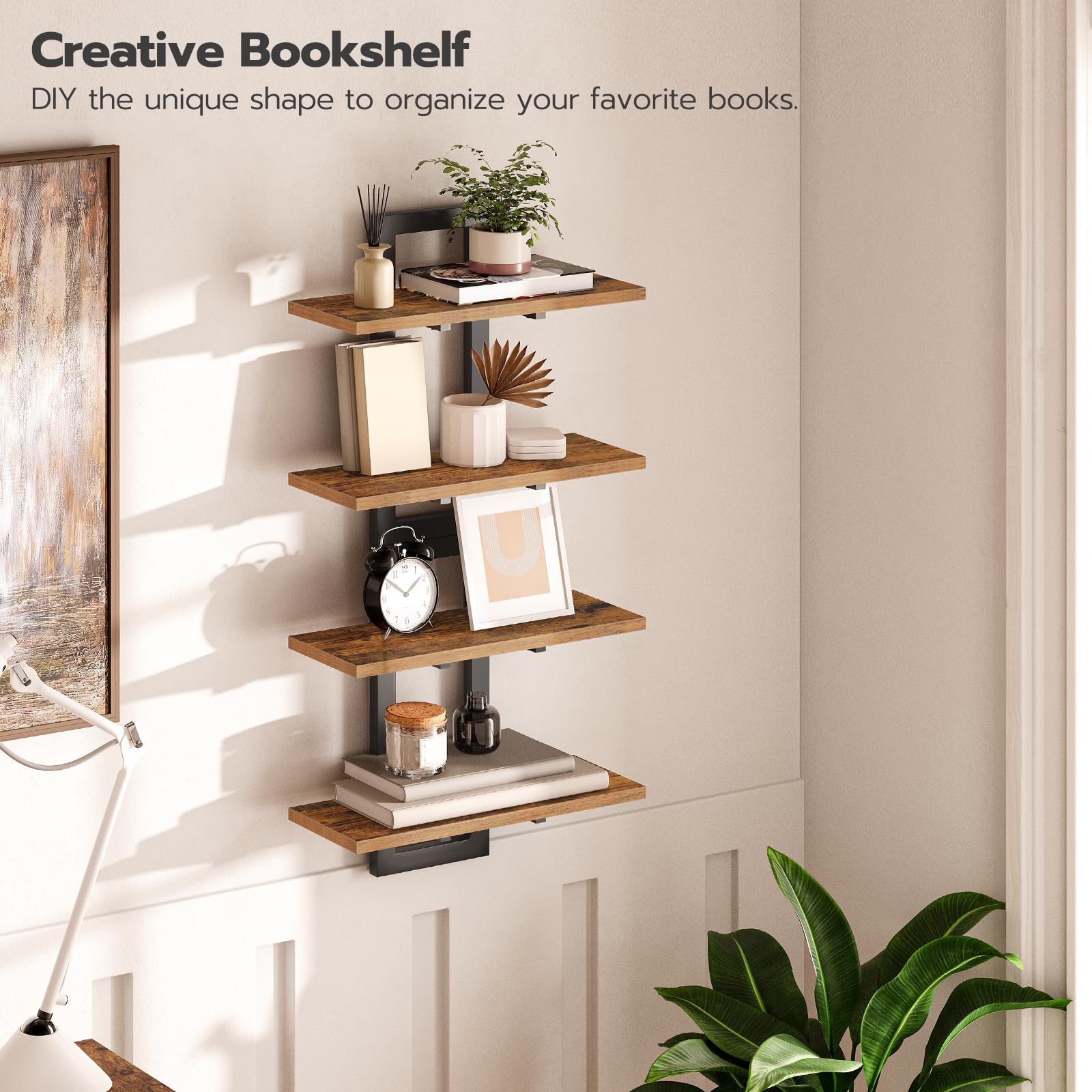 HOOBRO shelf beside book demonstrating scale and useful compact storage