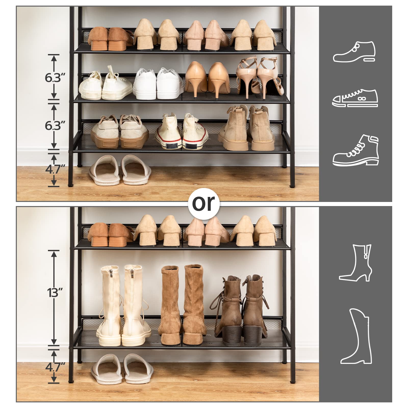 HOOBRO size comparison with shoes to show compact footprint