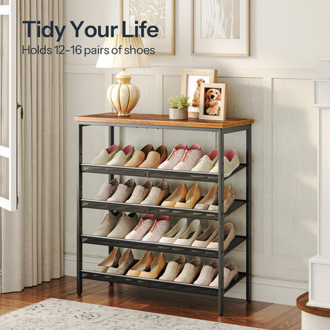 HOOBRO organized sneakers and flats on shelves demonstrating efficient use and accessibility