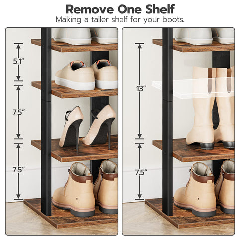 HOOBRO tall shelf configured for boots demonstrating flexible storage