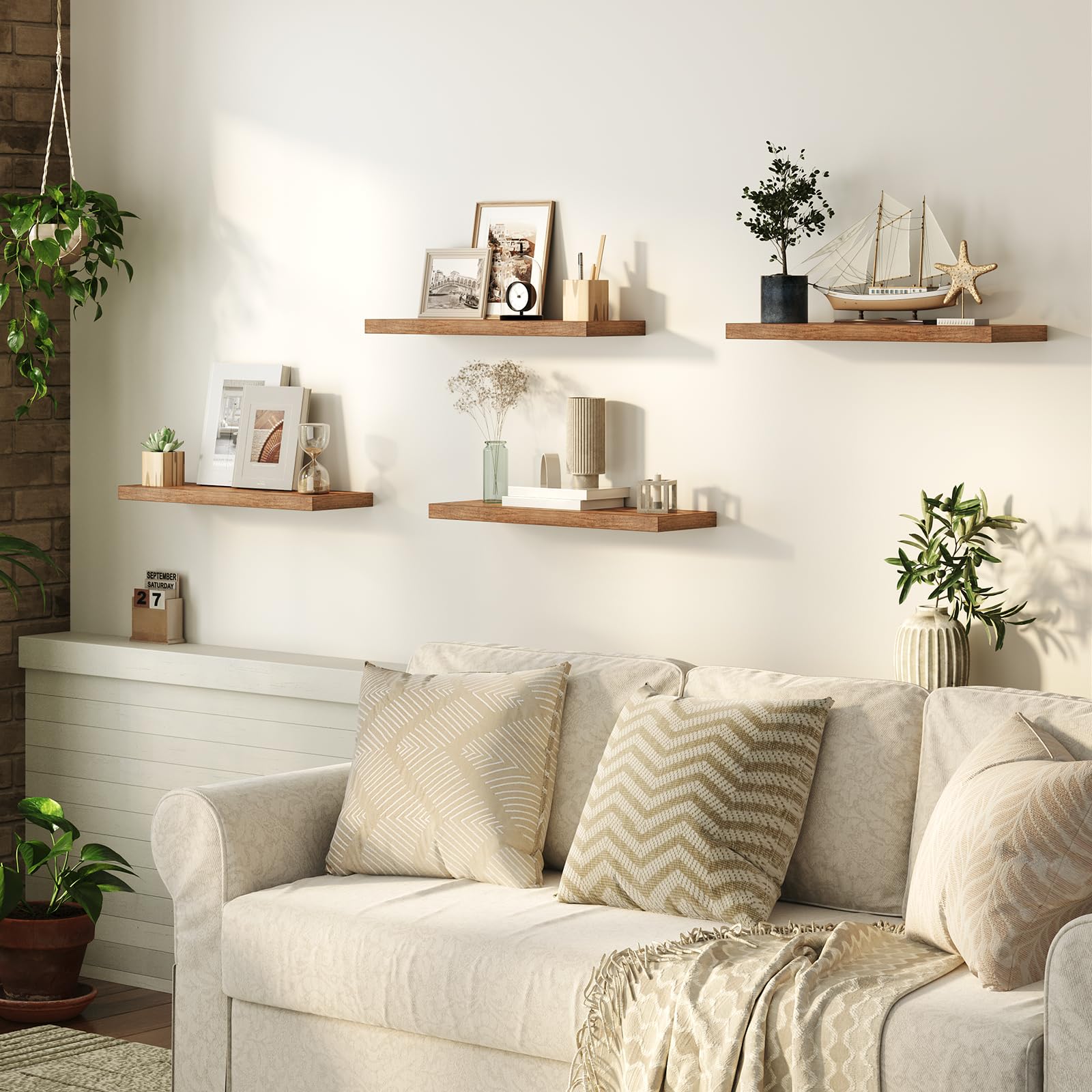 HOOBRO styled gallery stacked shelves lifestyle view showing modular decorating benefit
