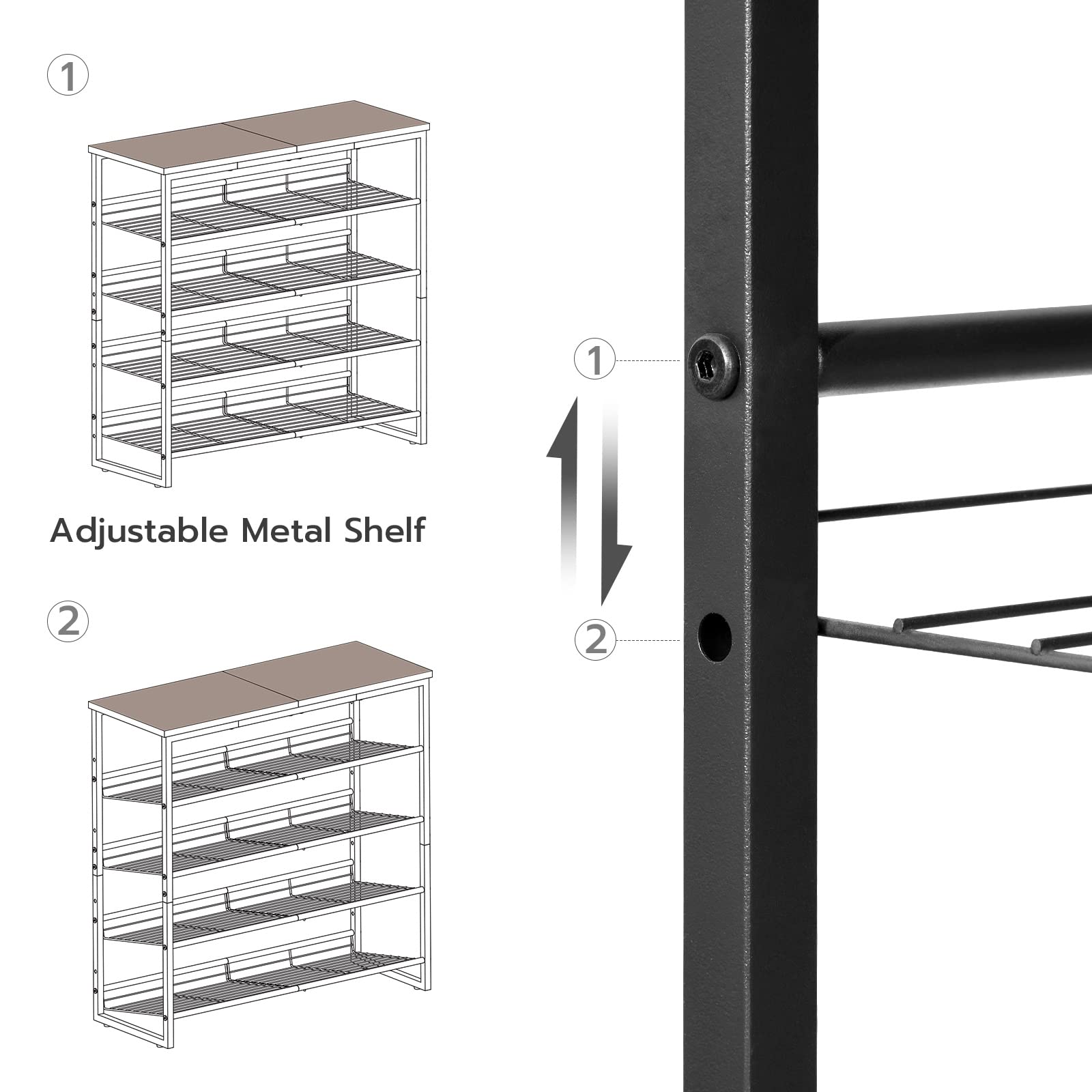 HOOBRO tilt adjustment detail demonstrating adjustable shelf angles