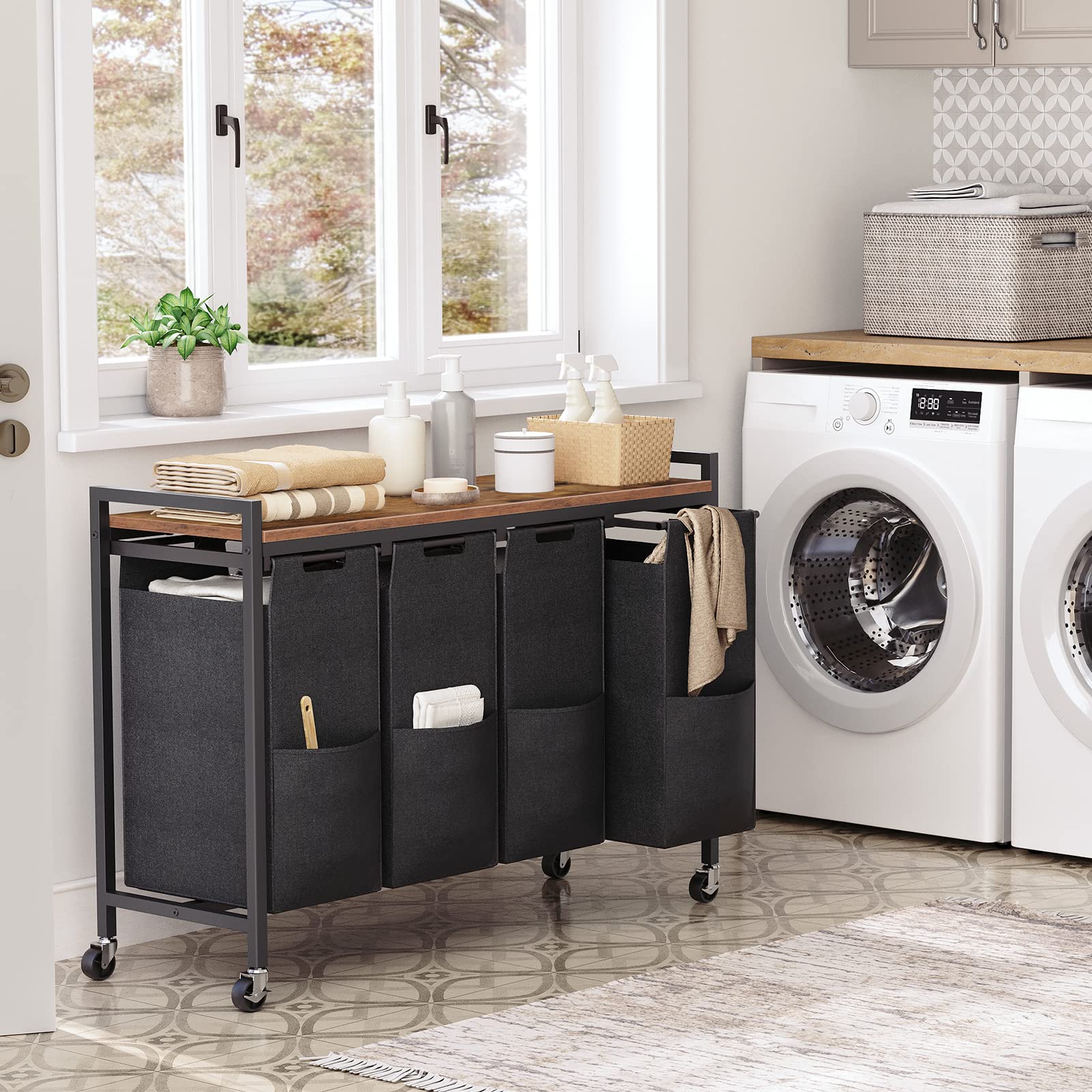 HOOBRO top shelf holding detergent and softener for quick access