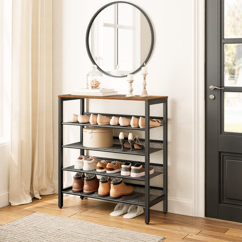 HOOBRO wooden top close-up showing rustic finish and extra storage
