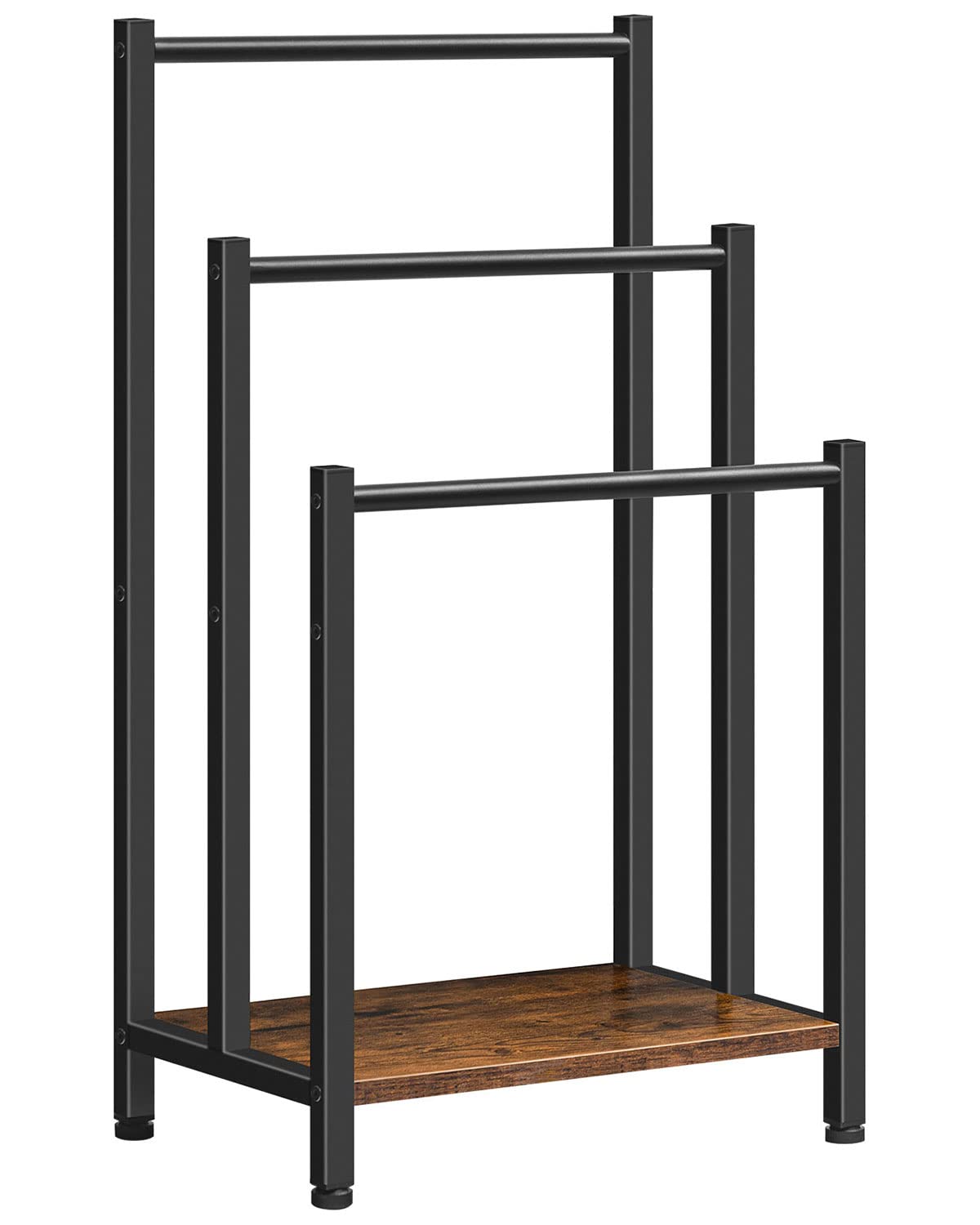 HOOBRO towel rack front view showing compact storage and rustic styling