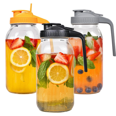 Hoofess front view of three pitchers showing tidy serving set and freshness