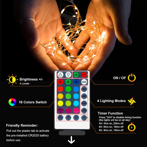 Hoofun remote beside the IP44 battery box showing simple control and timer benefit