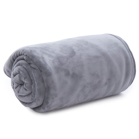 hooga grounding blanket displayed on chair to show 50x60 size and portable convenience