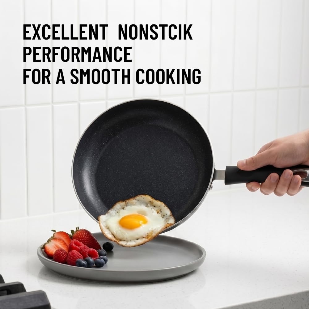 HooJay sautéing vegetables in 11-inch pan highlighting wide surface for family meals