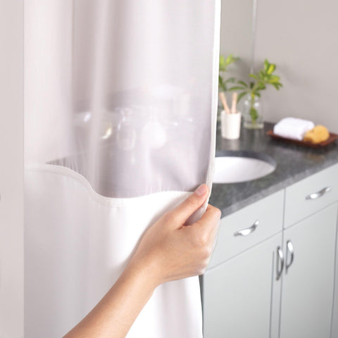 Hookless sheer top window detail admitting light while maintaining privacy benefit