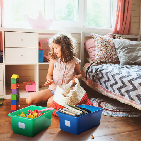 Hoolerry bin filled with books and toys showing easy storage benefit