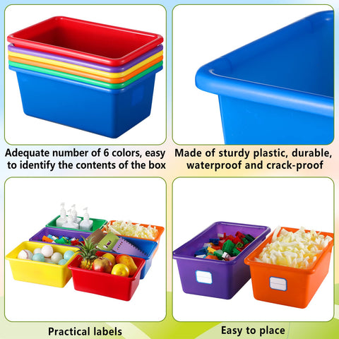 Hoolerry stacked bins on classroom shelf showing space-saving benefit