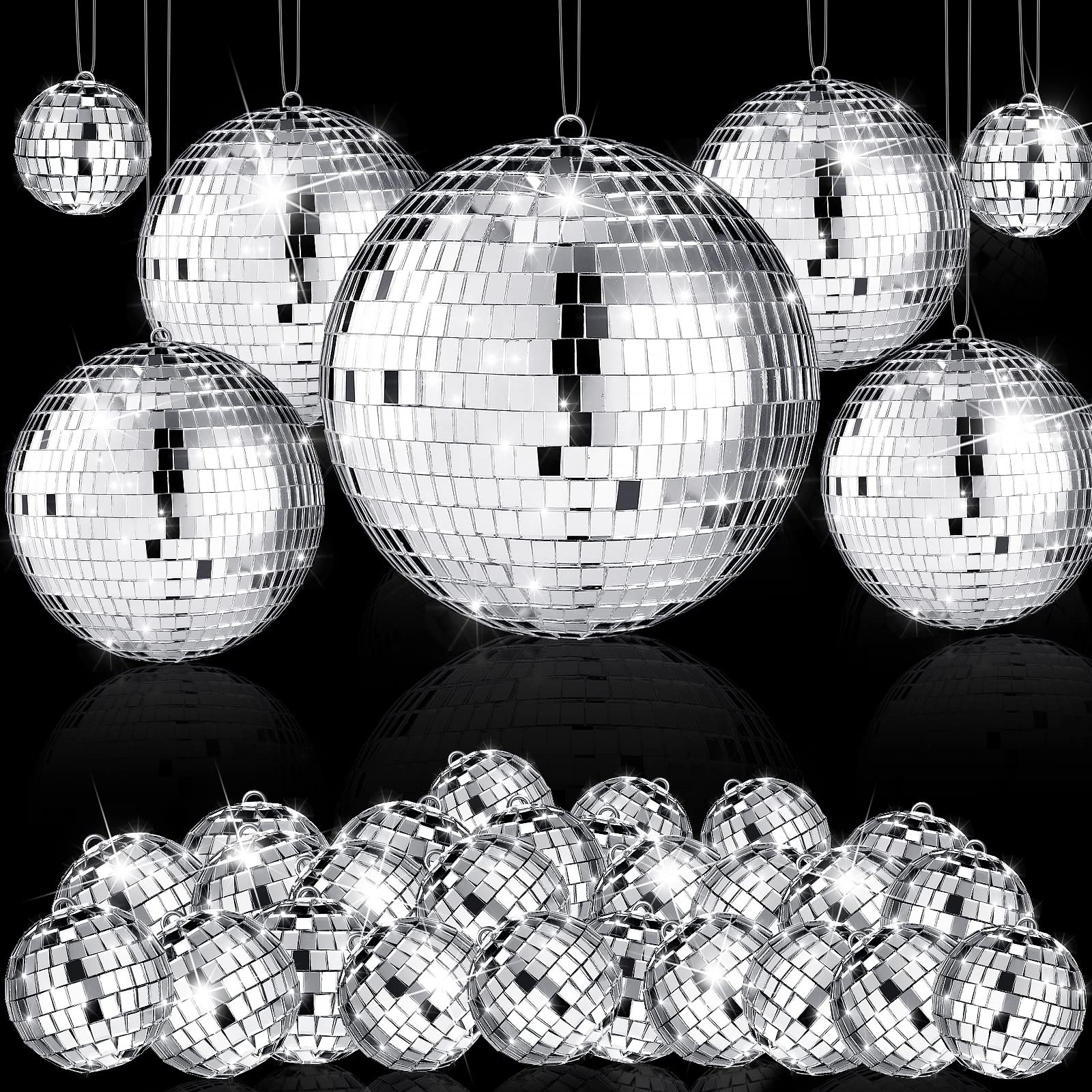 Hoolerry front packaging showing full 65-piece disco ball set and variety