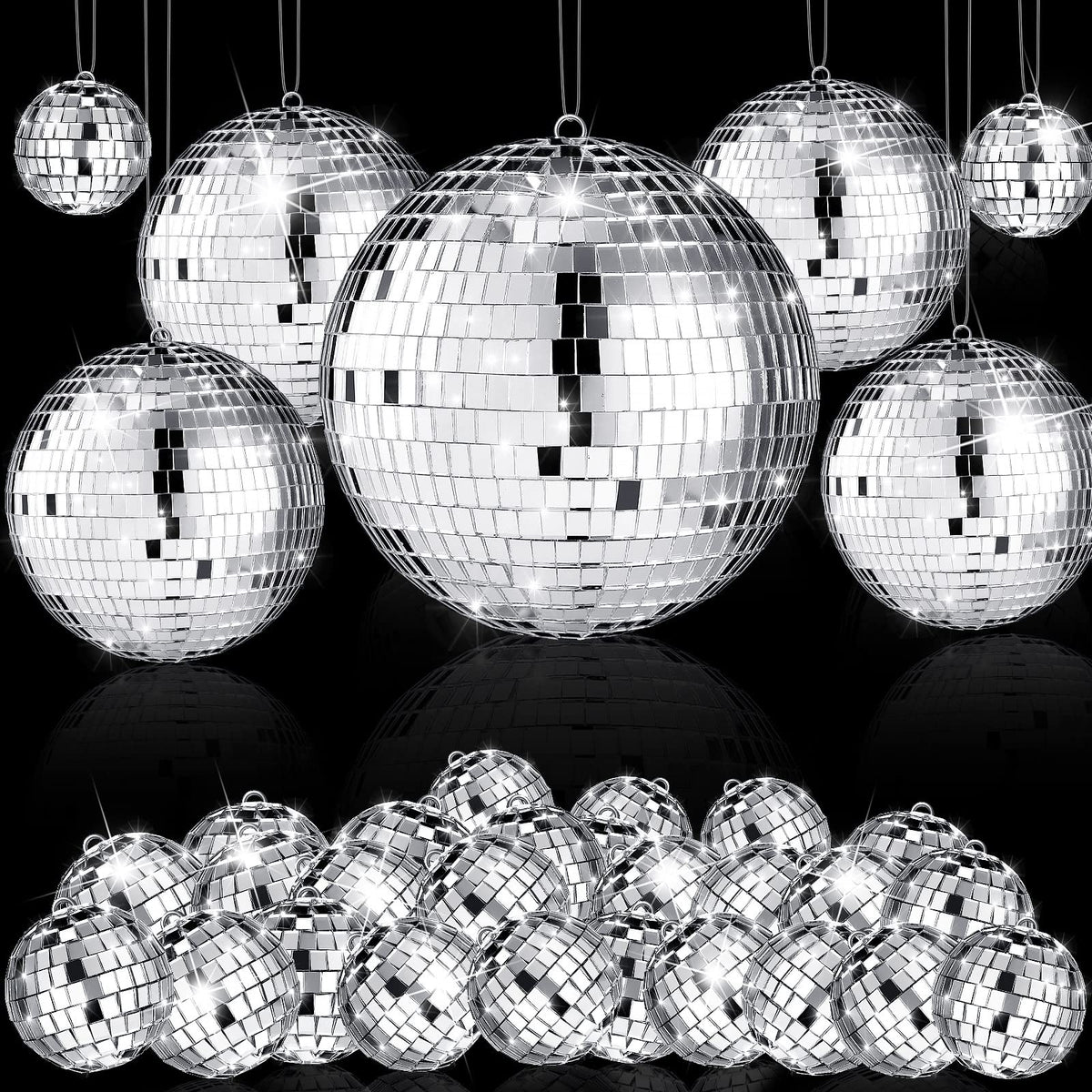 Hoolerry front packaging showing full 65-piece disco ball set and variety