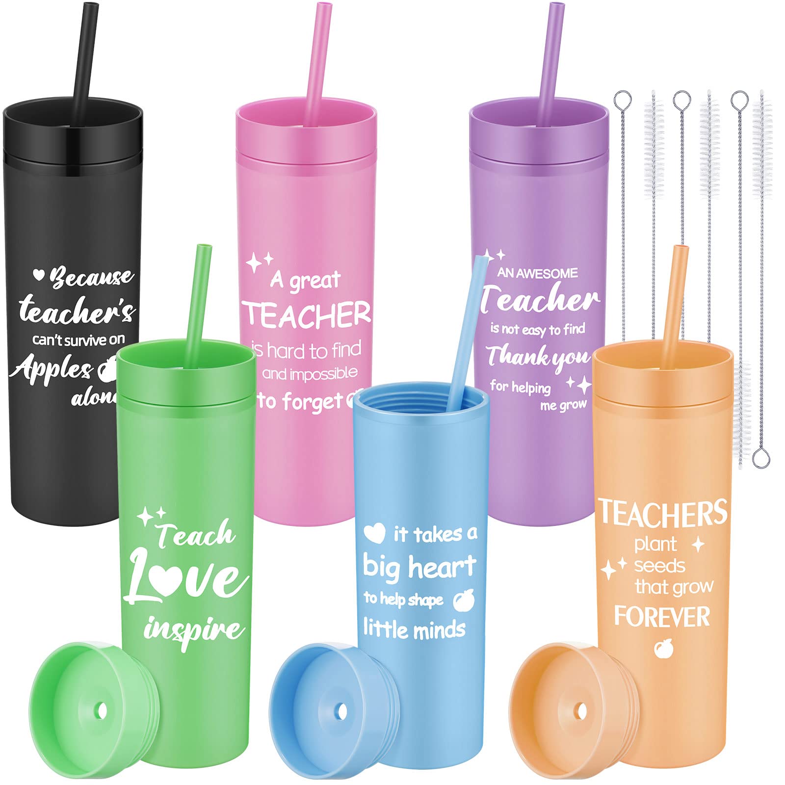 Hoolerry front view of six colorful tumblers showing full set and lids, ideal for gifting