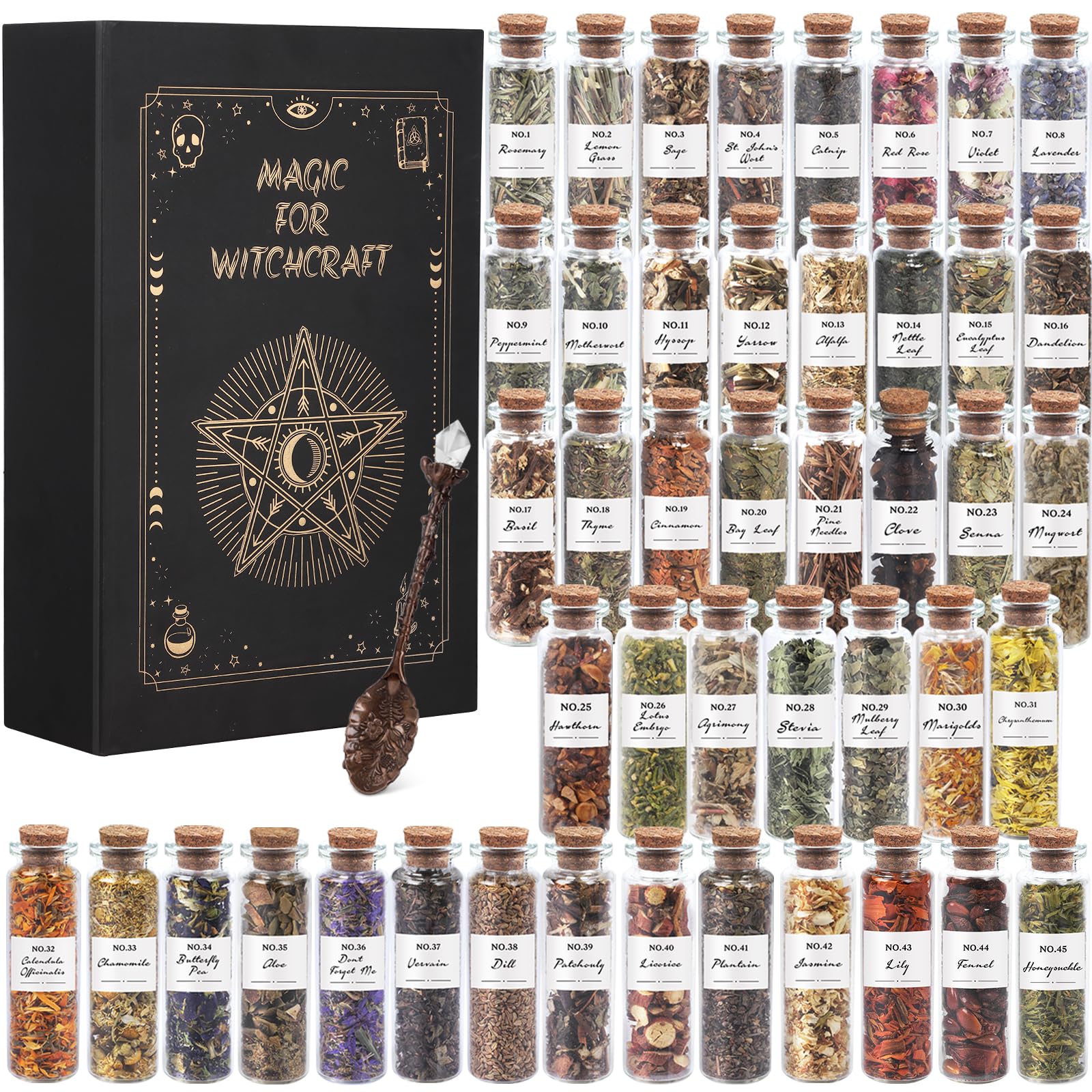 HOOMUU front packaging showing 45-bottle herbal kit and box appealing display