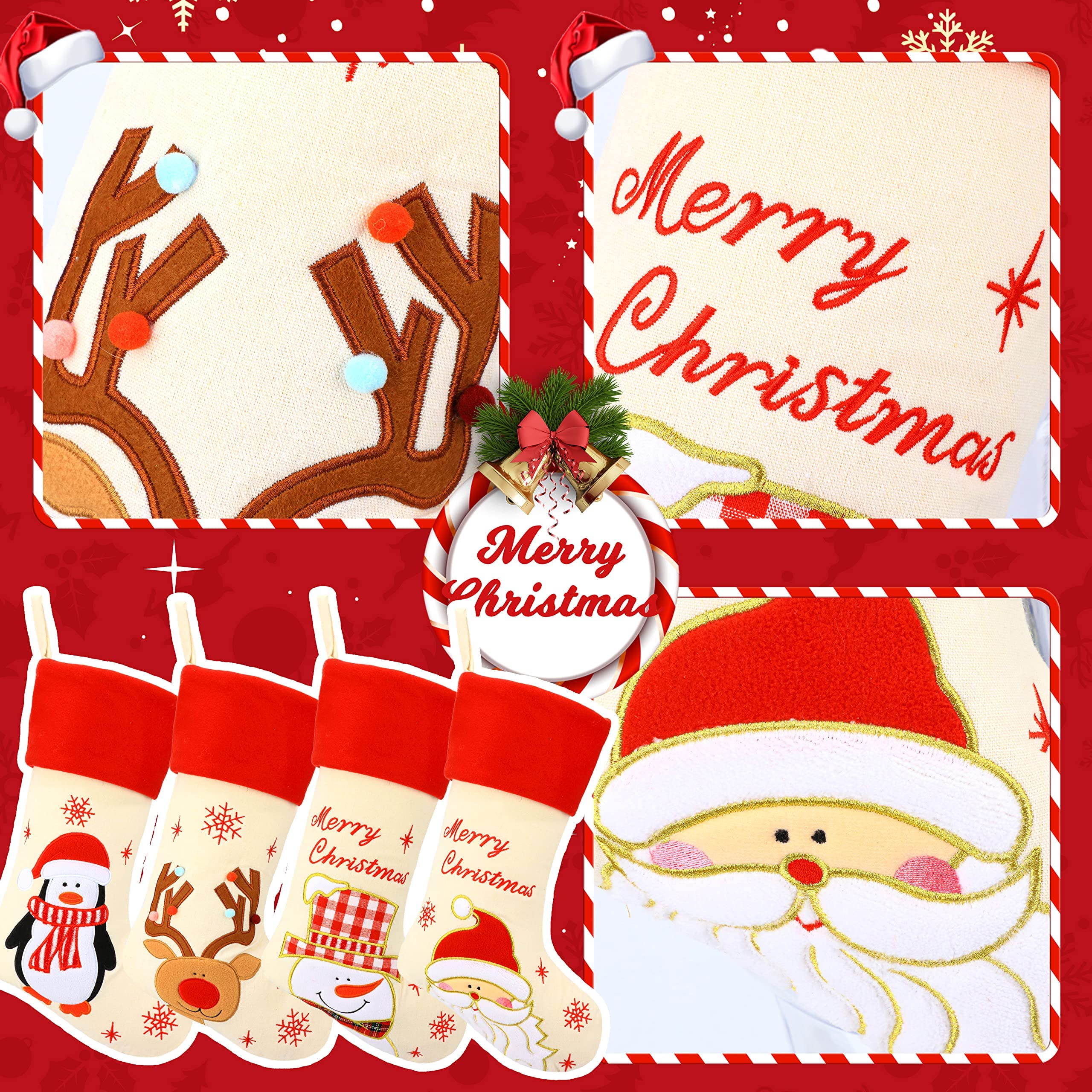 Hopearl stockings displayed on mantel showing how set enhances holiday atmosphere