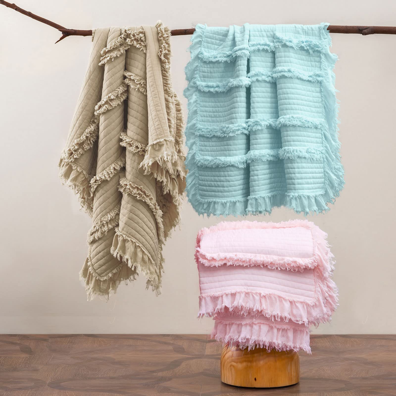 HORIMOTE HOME throw styled on sofa adding cozy boho decor