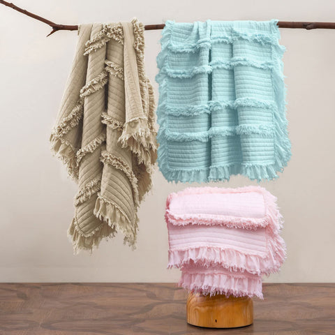 HORIMOTE HOME throw styled on sofa adding cozy boho decor