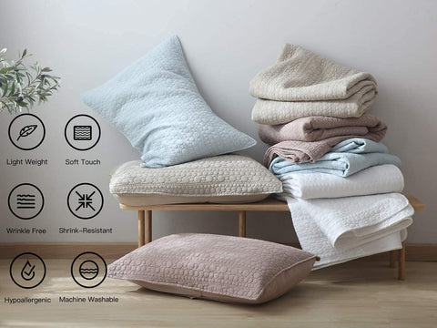 HORIMOTE HOME pillow shams detail highlighting matching fabric and finish