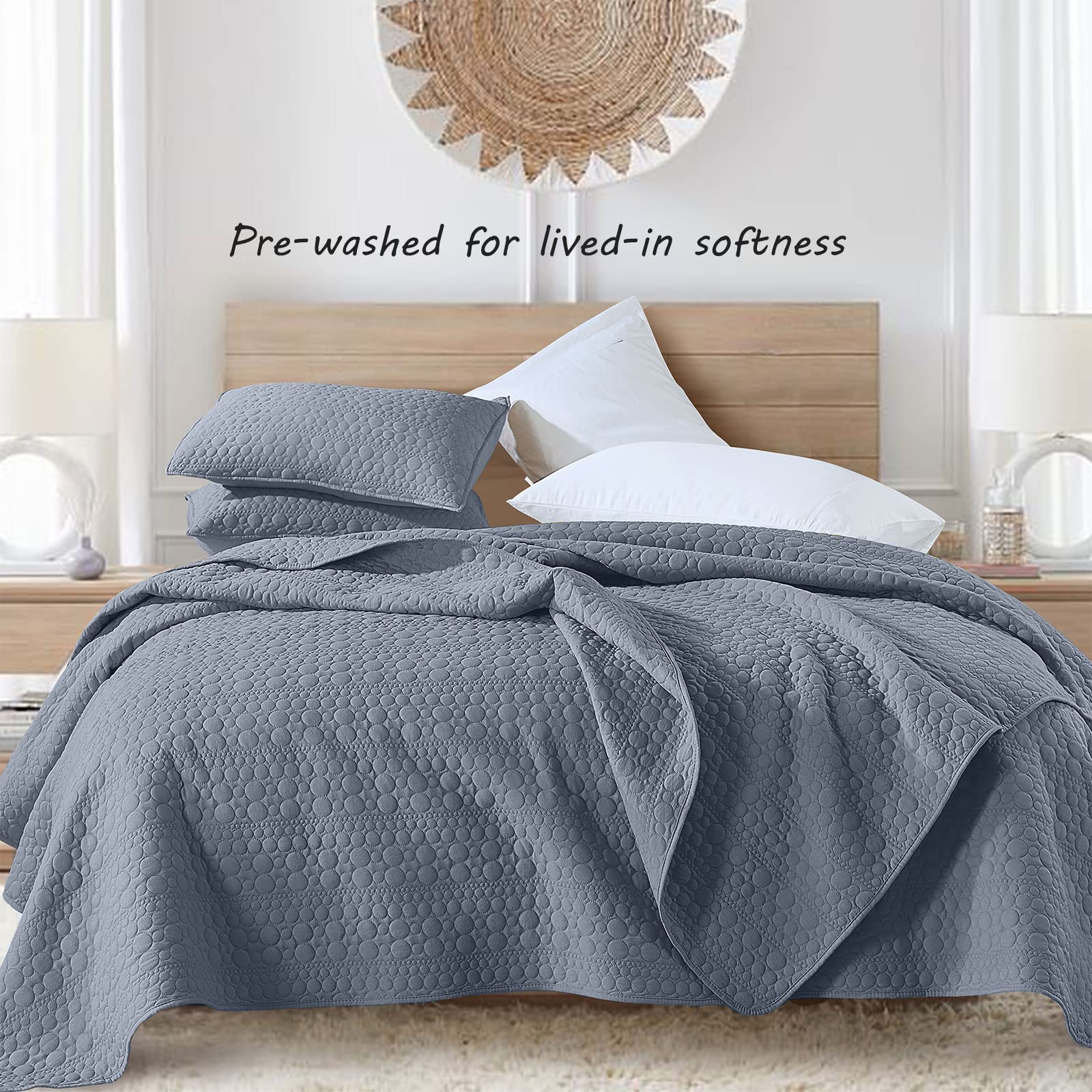 HORIMOTE HOME close-up of stitched geometric spots pattern highlighting texture and depth