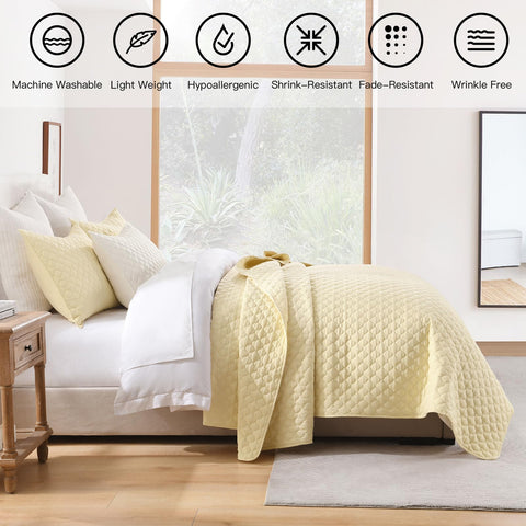 HORIMOTE HOME quilt draped on a made queen bed illustrating breathable summer weight and fit