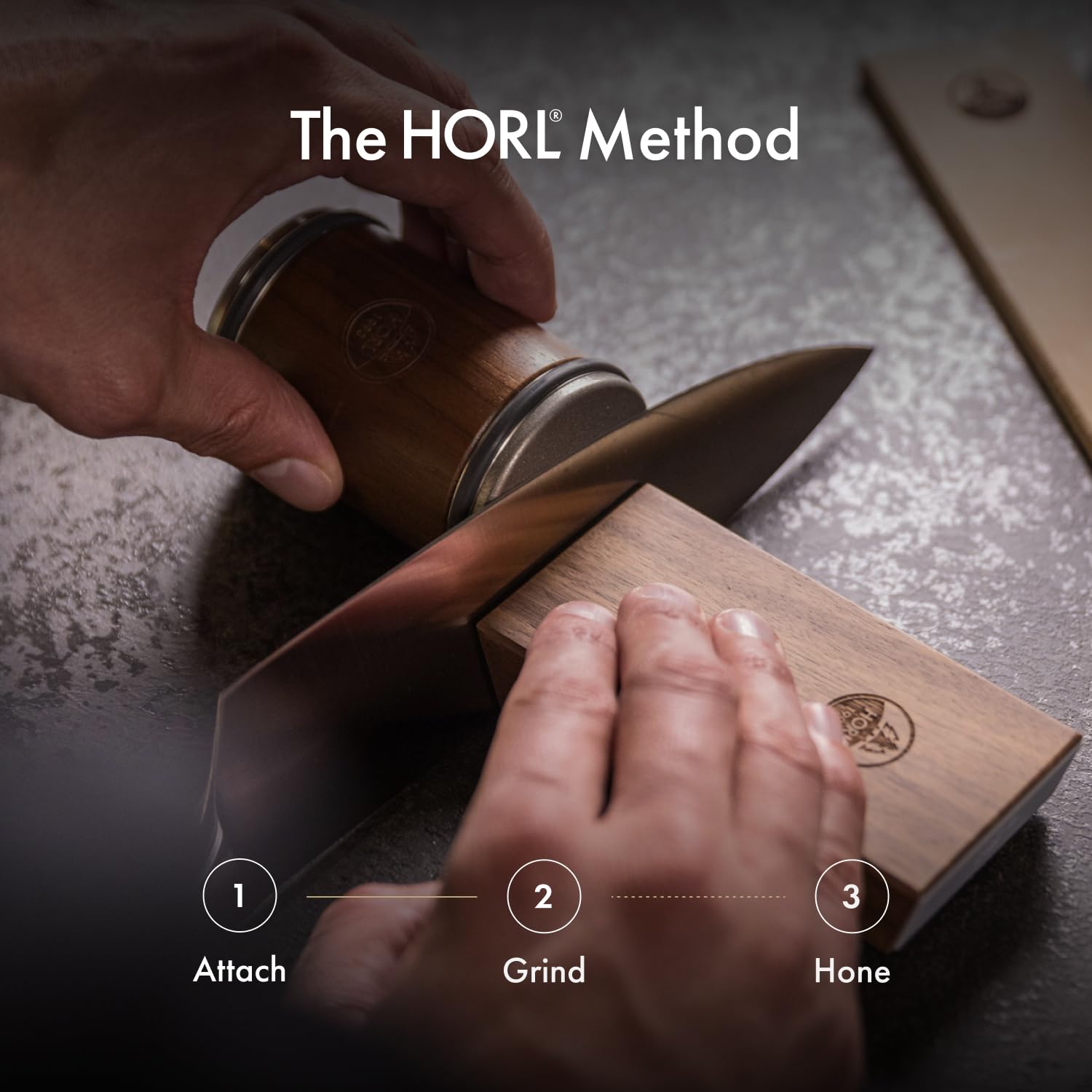 HORL magnetic angle holder detail ensuring stable 15° or 20° positioning for repeatability
