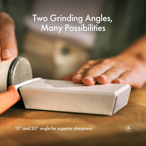 HORL sharpener beside ruler to show compact size and portability