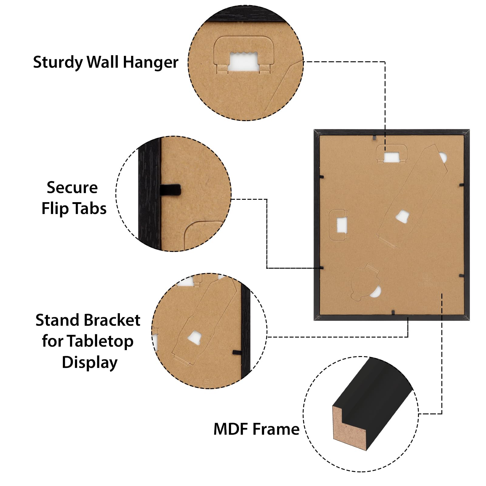 HORLIMER back showing two-way kickstand and hanger for versatile display benefit
