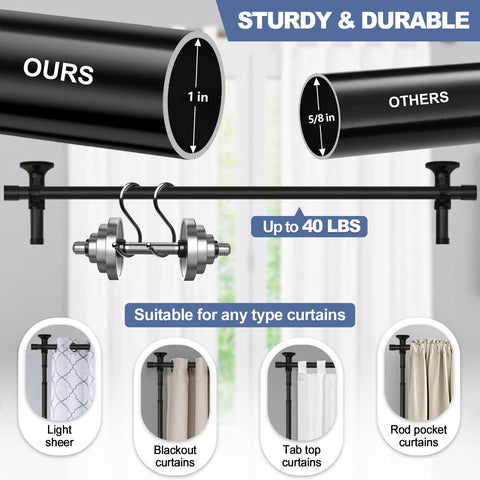 HORSE SECRET rod supporting heavy blackout curtain proving strong 40 lb capacity