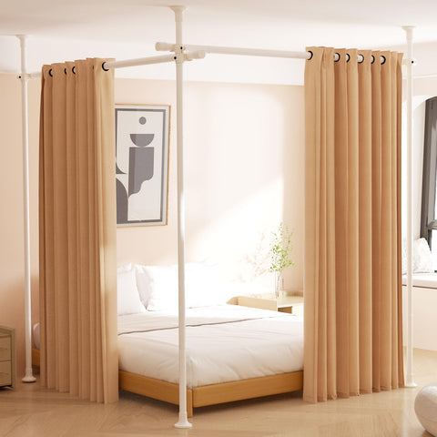 HORSE SECRET full view of room divider rod showing coverage and clean white finish for flexible privacy