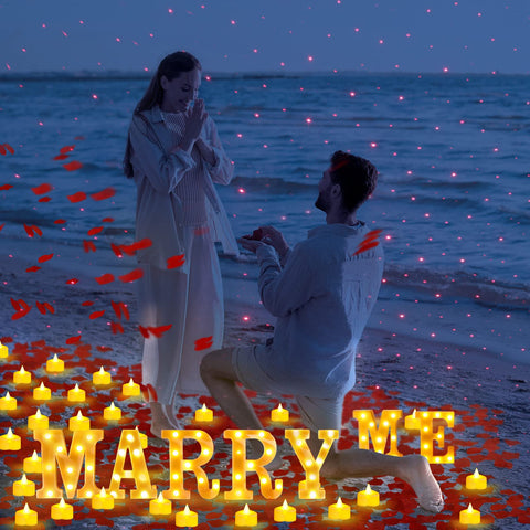 Hortsun illuminated MARRY ME letters on wall creating instant romantic mood